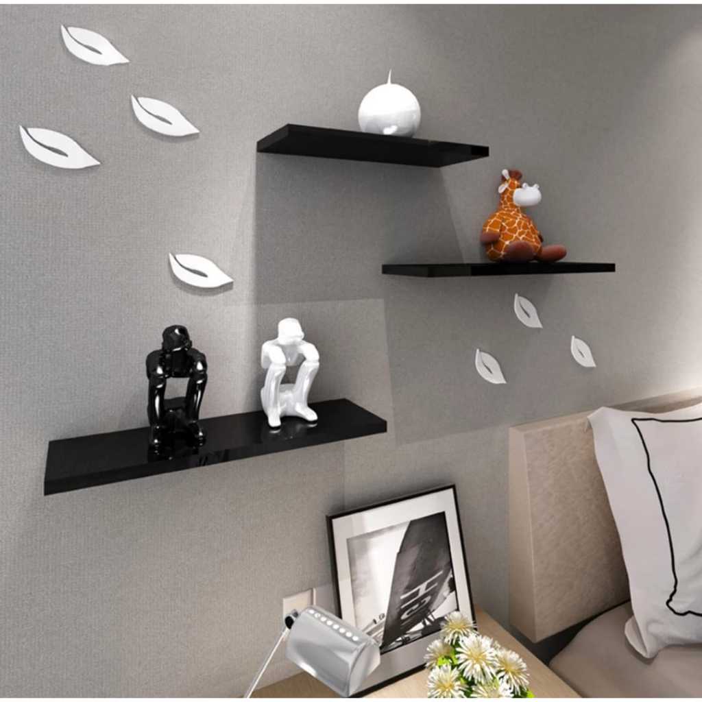 Kit 3 Prateleiras reta 20/30/40 nicho Preto suporte decoração sala quarto banheiro escritório — imagem 2 de 2