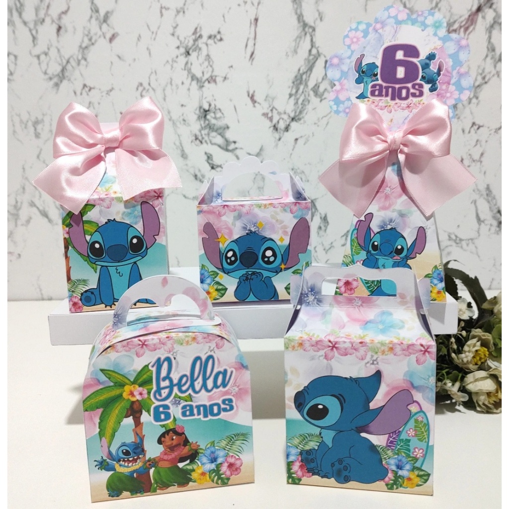 KIT FESTA STITCH CAIXINHAS PERSONALIZADAS PEGUE E MONTE/ LEMBRANCINHAS PERSONALIZADAS / CAIXINHAS PARA FESTA