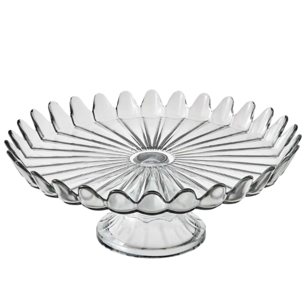 Prato Decorativo Centro de Mesa de Vidro com Pé Pétalas de Jasmin