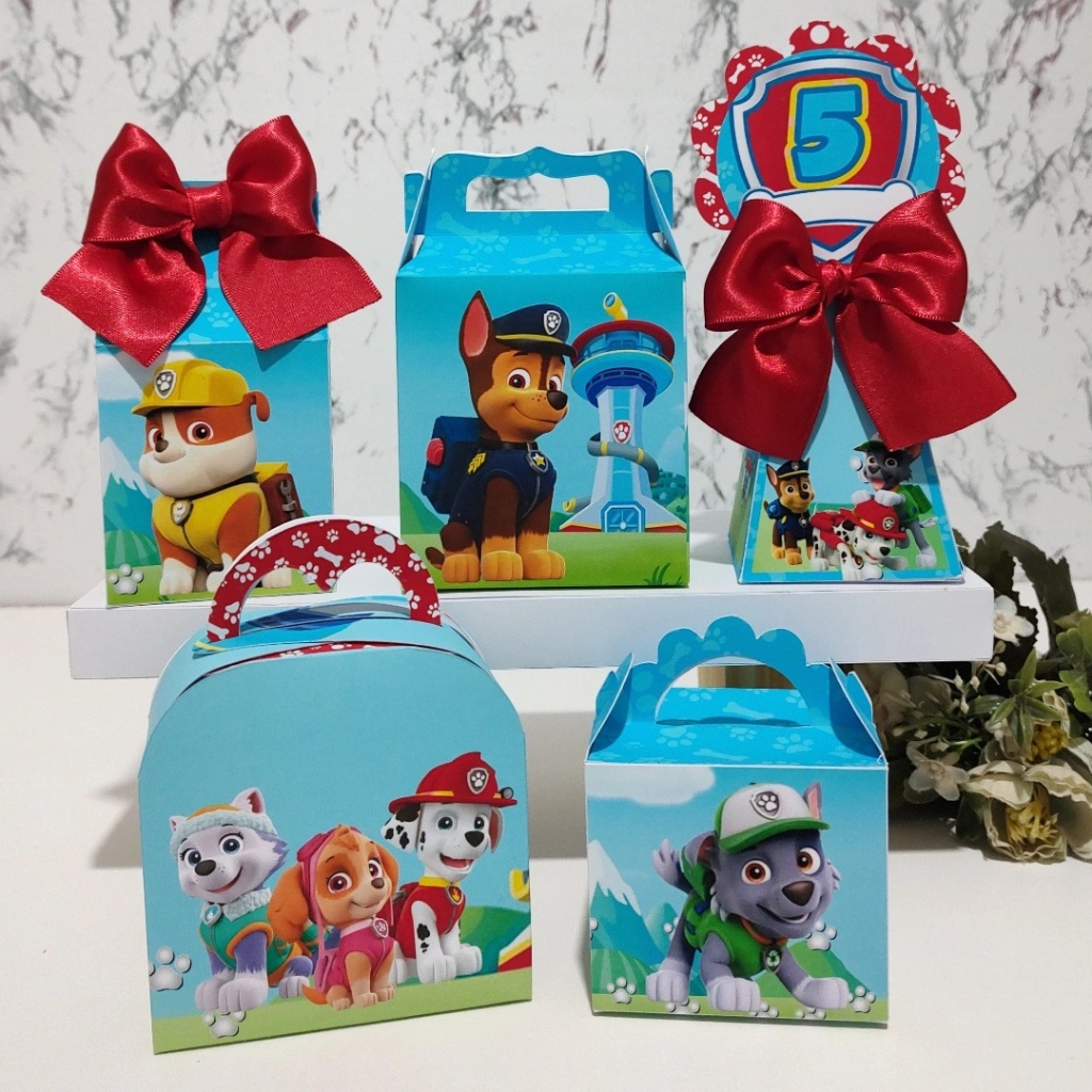 KIT FESTA PATRULHA CANINA CAIXINHAS PERSONALIZADAS PEGUE E MONTE/ LEMBRANCINHAS PERSONALIZADAS / CAIXINHAS PARA FESTA