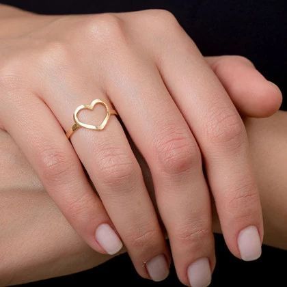 Anel Coração Vazado Aço inoxidável A Prata  925 E A Ouro 18k em Oferta na Shopee