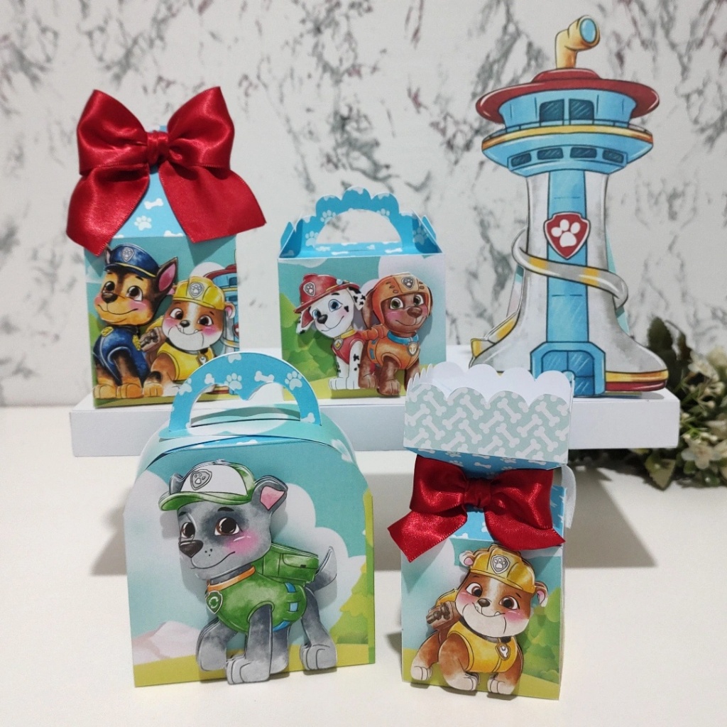KIT FESTA PATRULHA CANINA CAIXINHAS PERSONALIZADAS LEMBRANCINHAS PERSONALIZADAS FESTA INFANTIL