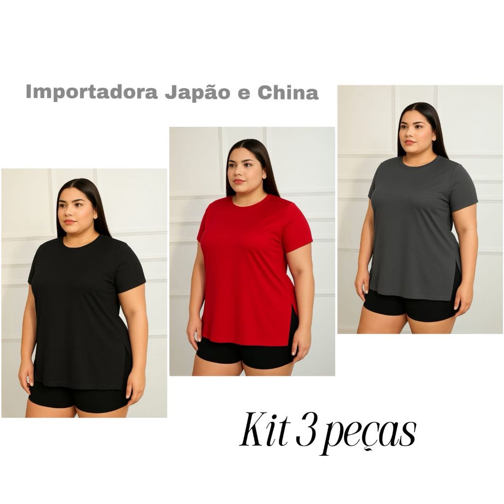 Kit 3 Blusa PLUS SIZE Sobre Legging Feminina Roupa Academia Tampa bumbum em Oferta na Shopee