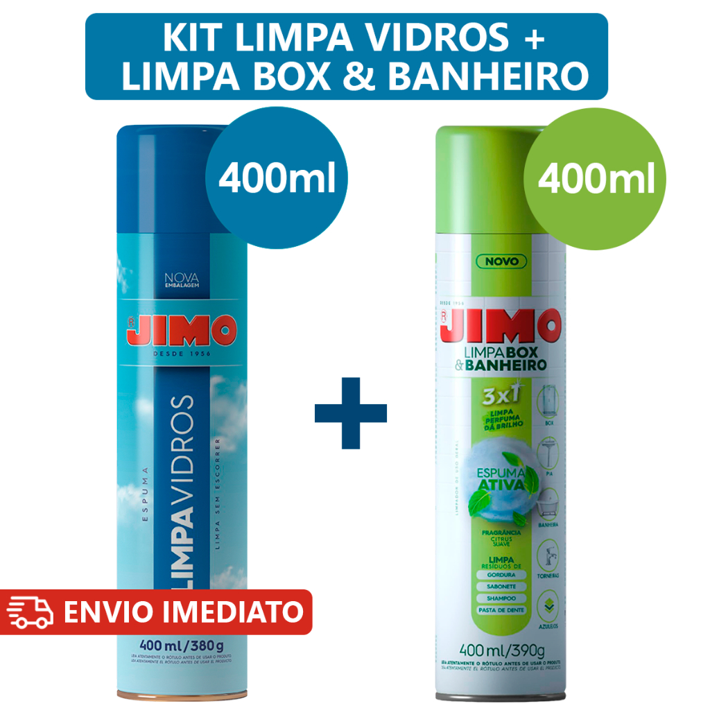 Kit JIMO  Limpa Vidros Limpa BOX e BANHEIRO Spray 400ml em Oferta na Shopee