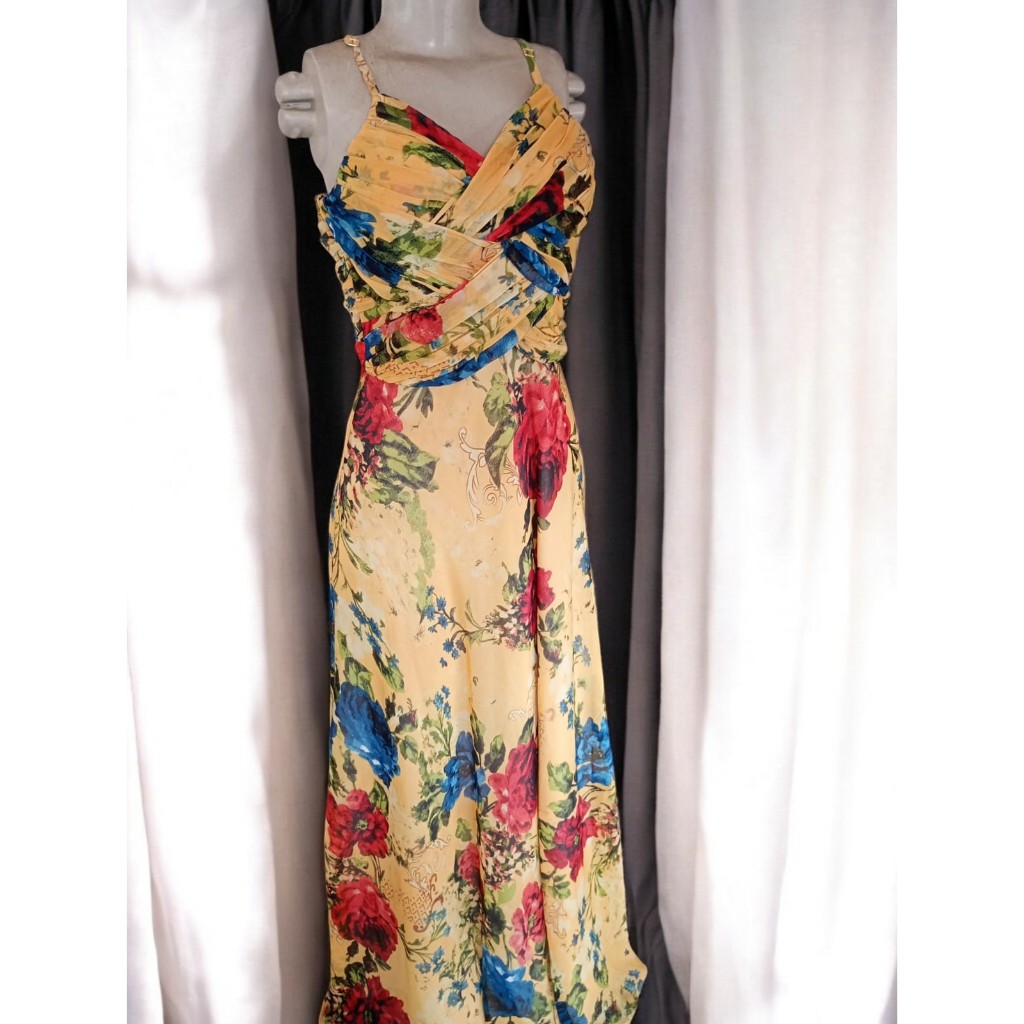 Vestido Longo Floral com Bojo e Forro – Casual Chic / Festa / Verão – Tam 36