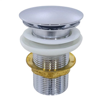 Válvula Click Lavabo Pia Banheiro Acabamento Moderno Cromado Inox Tampa Prata