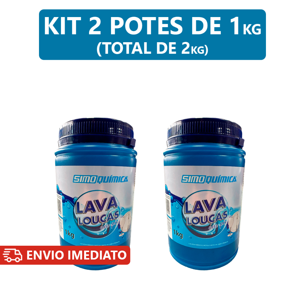 Kit C/2 Sabão Detergente Em Pó para Máquina de Lavar Louças 1kg Simoquímica Limpeza Profunda Brilho em Oferta na Shopee