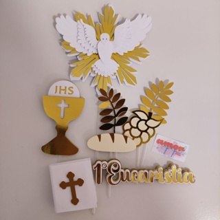 Topo Topper Primeira Eucaristia Batizado Festa Aniversário Personalizado em Oferta na Shopee