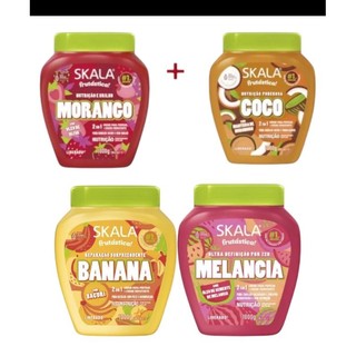 Kit com 4 un creme de tratamento skala 1kg Banana,Coco,Melancia,Morango
