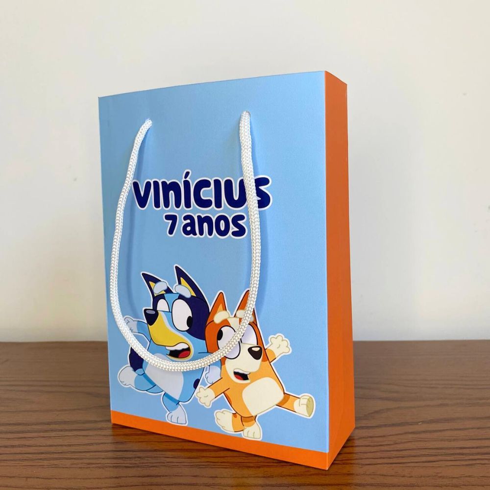 Sacolinha Personalizada Bluey e Bingo Lembrancinha Festa Infantil Pegue e Monte