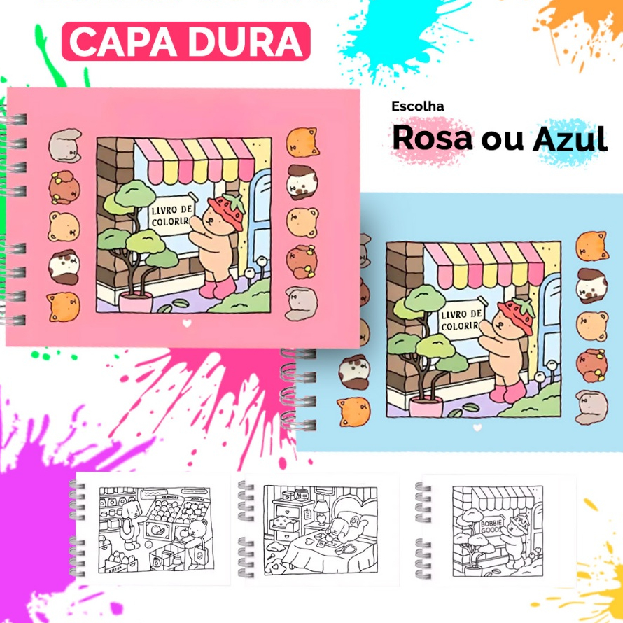 Livro de Colorir Bobie guds Capa Dura Caderno de Desenho Pintura 55 Páginas - Folha Grossa...