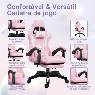 Cadeira Gamer Ergonômica Reclinável com Apoio de Pés Ajustável e Base Giratória – Máximo C...