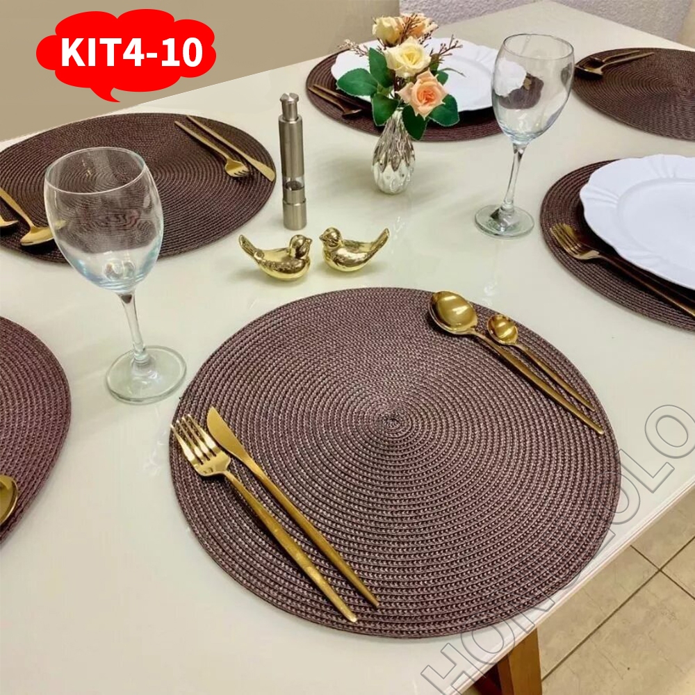 Kit10 Peças Jogo Americano Redondo Cozinha Jantar 39cm x 39cm