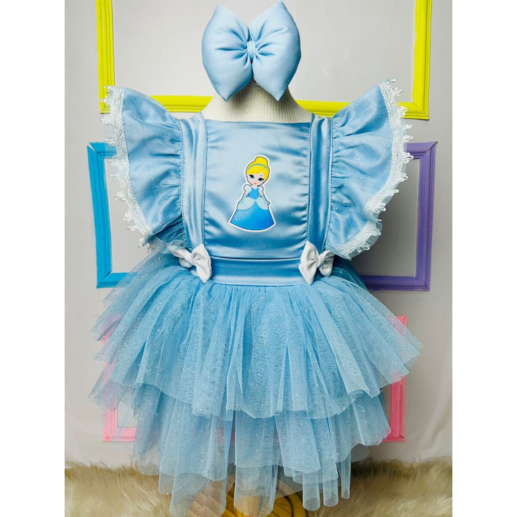 salopete cinderela azul luxo romper mes verssario cinderela princesas