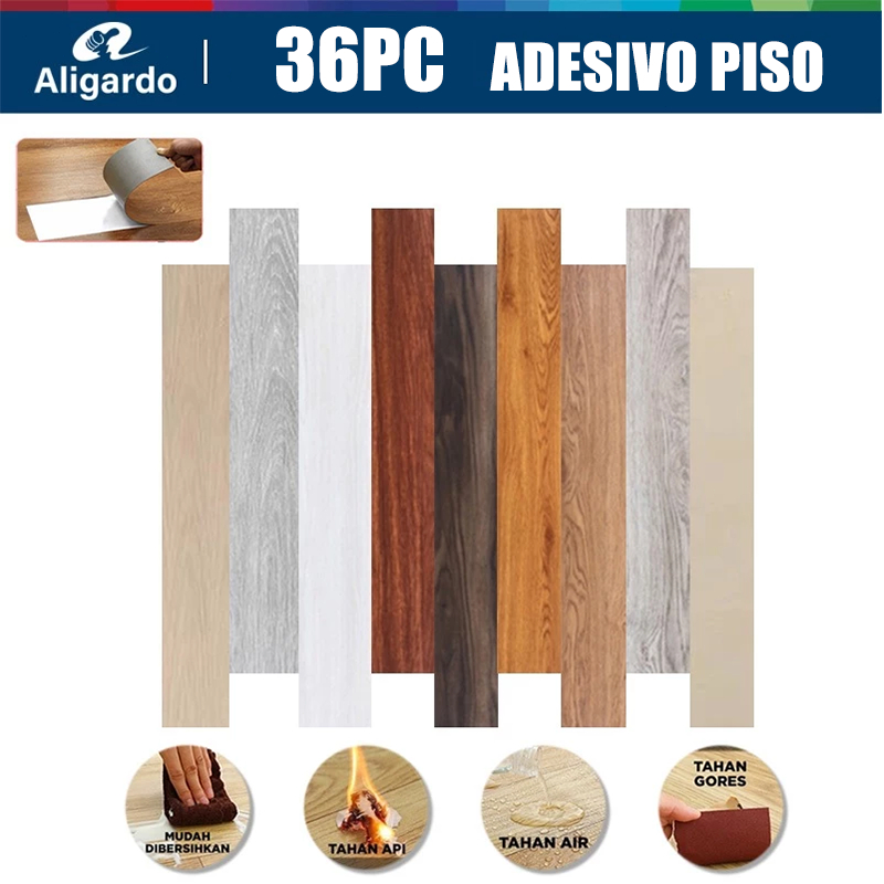 36 pc Piso Painel Revestimento Vinílico Adesivo Lavável Madeira  91,4x15,2cm