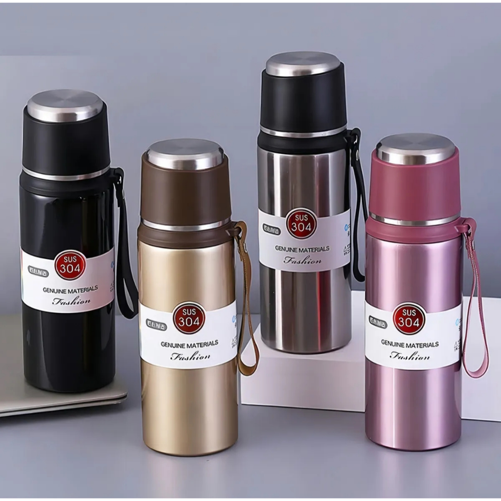GARRAFA TÉRMICA 1000ml DE AÇO INOXIDÁVEL Clicmania COM ROSQUINHA E COPO DE AÇO INOXIDÁVEL - cod 75643