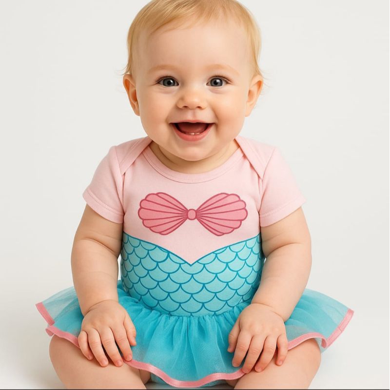 Body Personagens Sereia com Saia Tule Lindo