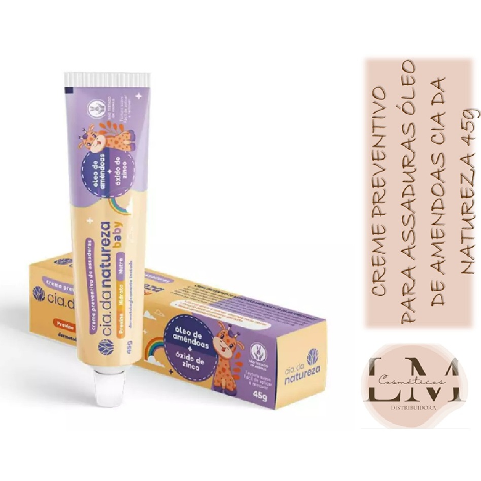 Creme Preventivo para Assaduras com Óleo de Amêndoas Cia da Natureza 45g