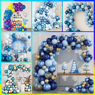 Kit 130 Balões + Fita Arco Desconstruído Azul Metalizado/ Kit festa temática arco desconstruídos balões de estrela