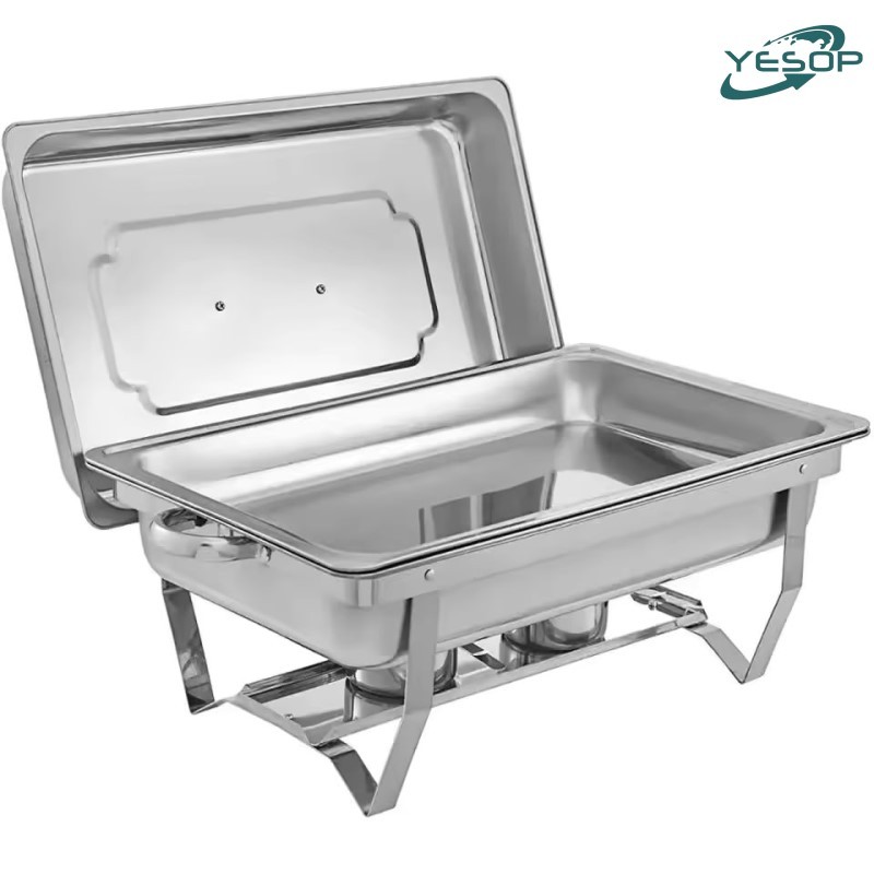 Rechaud Inox 9 Litros 1/1 Panelas Banho Maria 1 Cubas Buffet Yesop