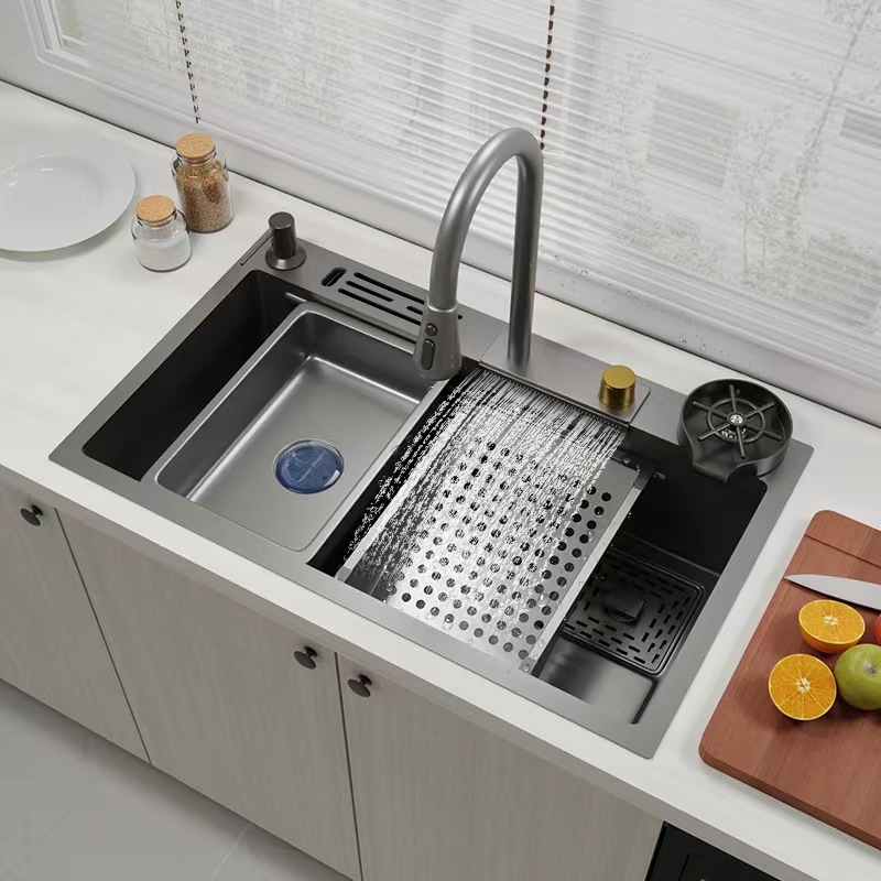 Kit Cuba Cozinha Gourmet Aço Inox C/ Torneira Flexível Preto Para envio imediato