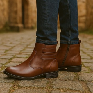 Bota Feminina Elegante Luxo Minimalista Cano Baixo Zíper Moderna Modelo Exclusivo em Oferta na Shopee