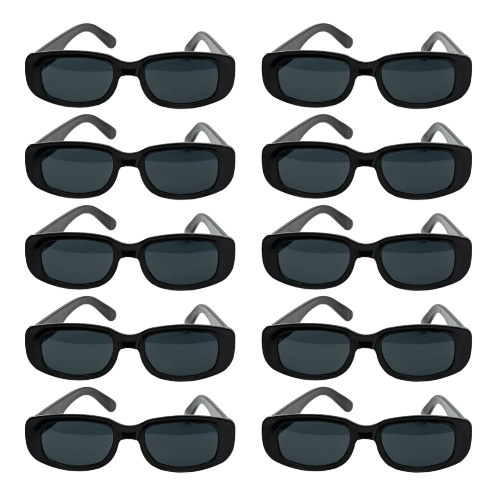 Kit 10 Óculos Escuro MADU Vintage Retro Preto Liso Para Festa Casamento Formatura Balada