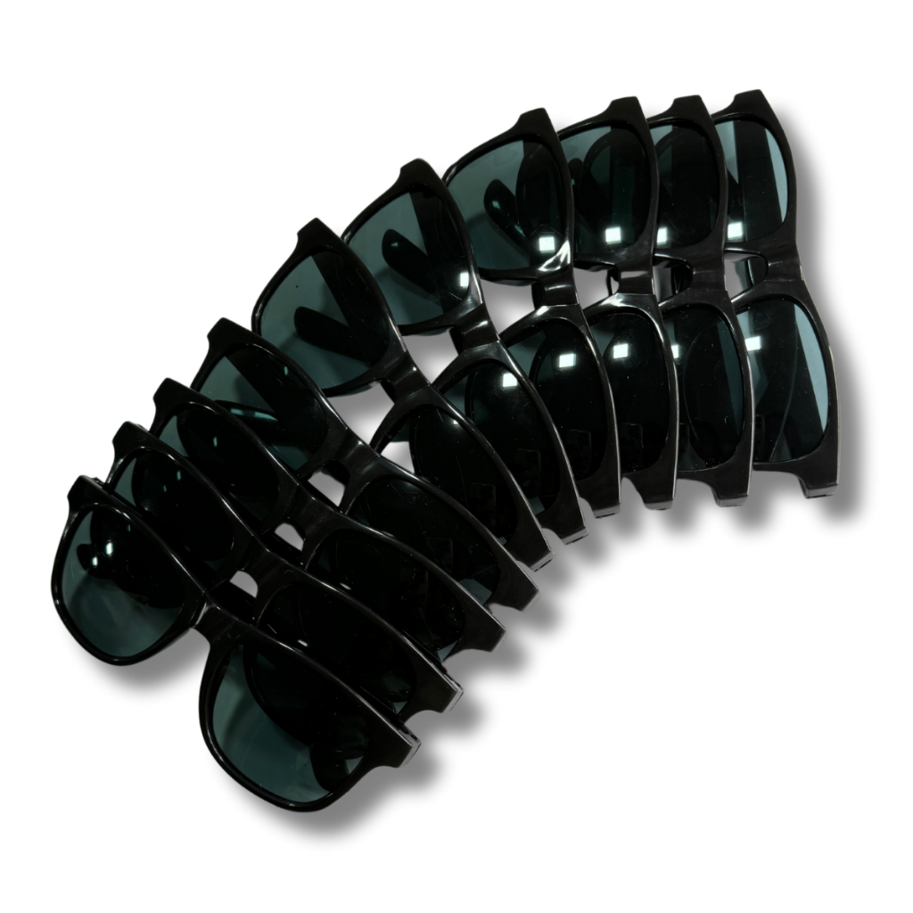 Kit 10 Óculos Escuro MADU Classico Quadrado Preto Liso Para Festa Casamento Formatura Balada