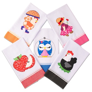 Pano De Prato Bordado Barrado Patchwork Atacado Kit 10 Peças em Oferta na Shopee