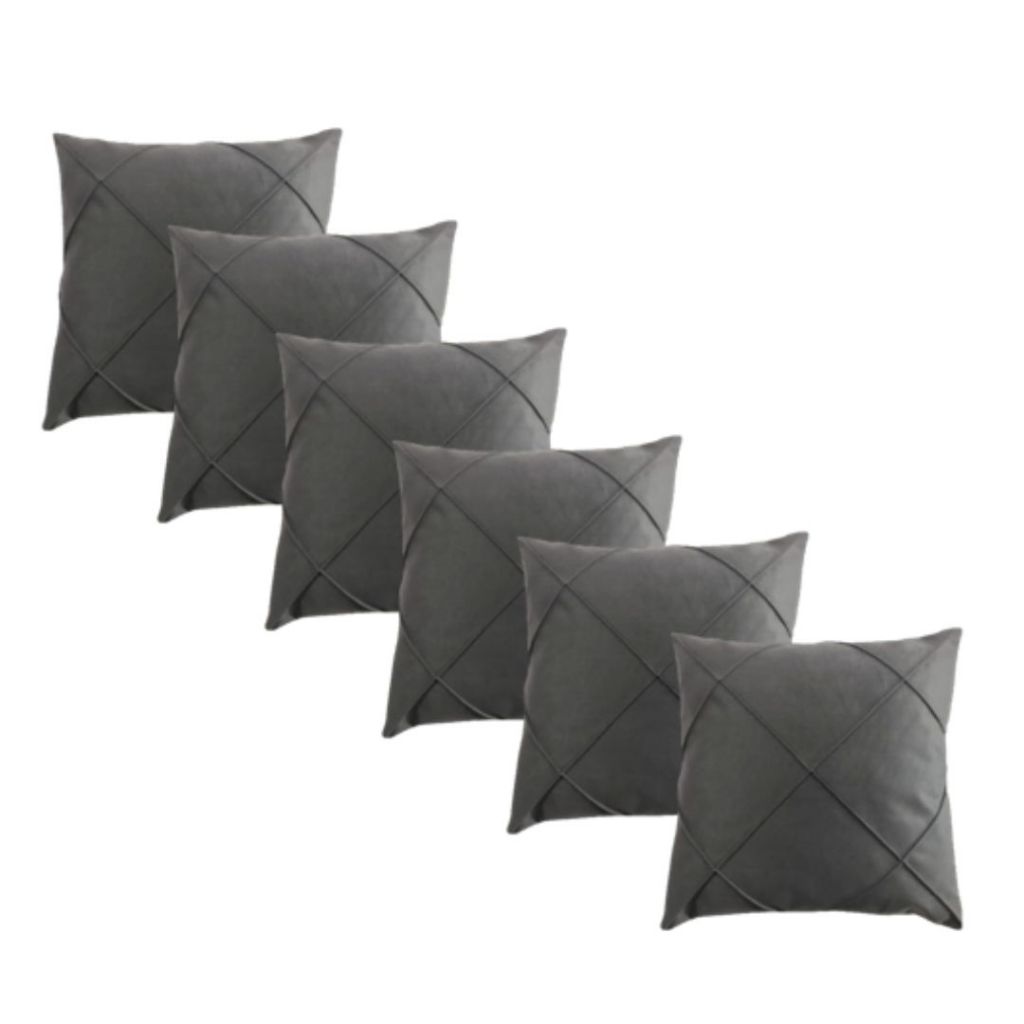 Kit 6 Capas de Almofada Suede Drapeada 45x45cm Decorativas