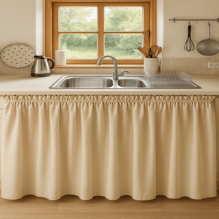 Cortina de pia 2,80 x 0,80 Tecido Oxford liso decoração de cozinha em Oferta na Shopee