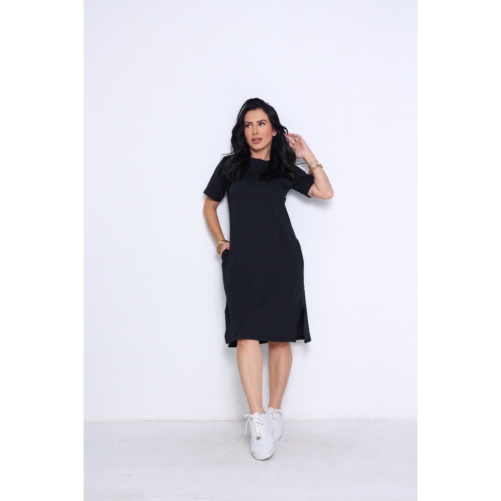 VESTIDO MIDI FEMININO 100% ALGODÃO PREMIUM CONFORTÁVEL- CASUAL - DIA A DIA - VERSÁTIL.