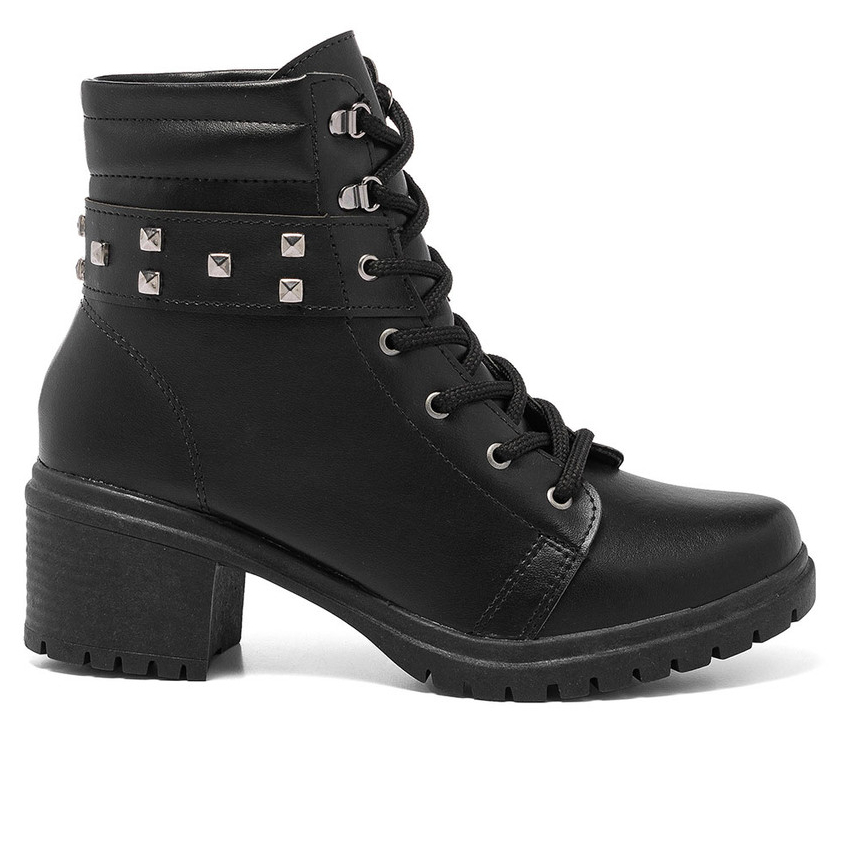 Coturno Feminino Stessy Shoes Bota Cano Curto Salto Baixo Tratorada Fashion Confortável Inverno em Oferta na Shopee