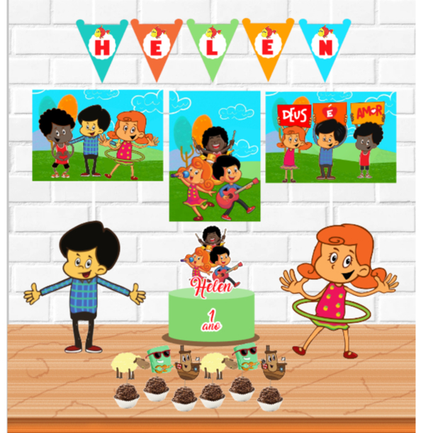 Kit festa 3 Palavrinhas, Decoração só um bolinho personalizado para mesversário e aniversário mimos e lembrancinhas.