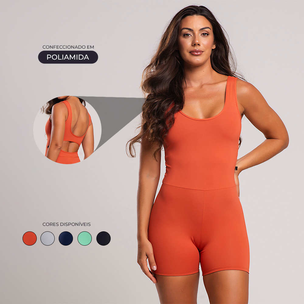 Macaquinho fitness feminino poliamida estilo para seu treino ou look casual zero transparência em Oferta na Shopee
