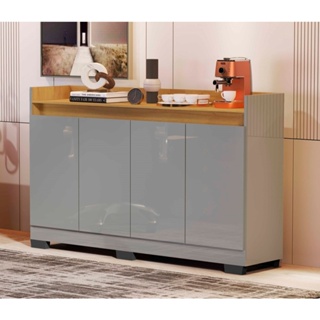 Rack Aparador Buffet Cantinho Café Retrô 4 Portas Ryzen Nichos E Prateleiras Internas Branco em Oferta na Shopee