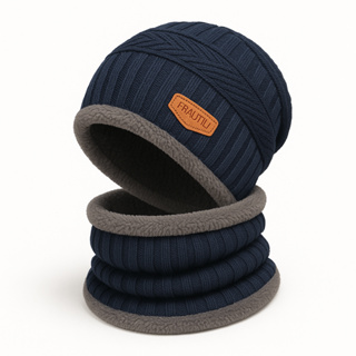 Touca Conjunto Gorro Forrado Com Gola Cachecol Frio Inverno Unissex Masculino Feminino em Oferta na Shopee