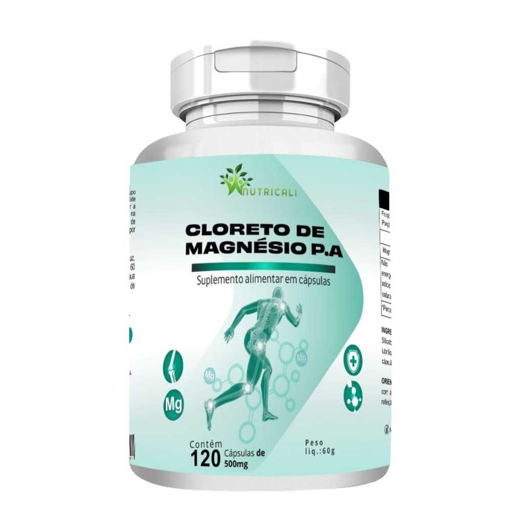 Cloreto de Magnésio PA Puro 120 Cápulas 500mg Imunidade Nutricali em Oferta na Shopee