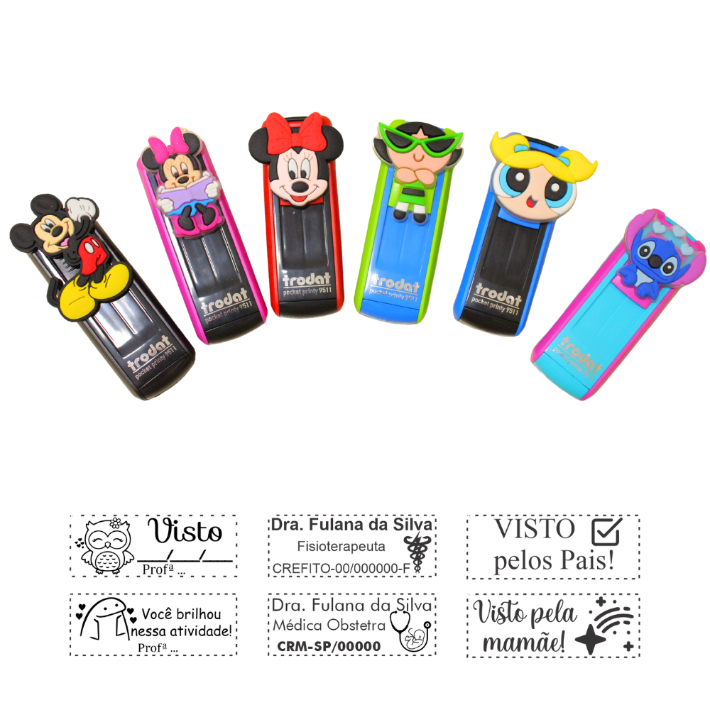 Carimbo Personalizado Bolso Com Personagem - TRODAT (Mãe, Professor, Médico)