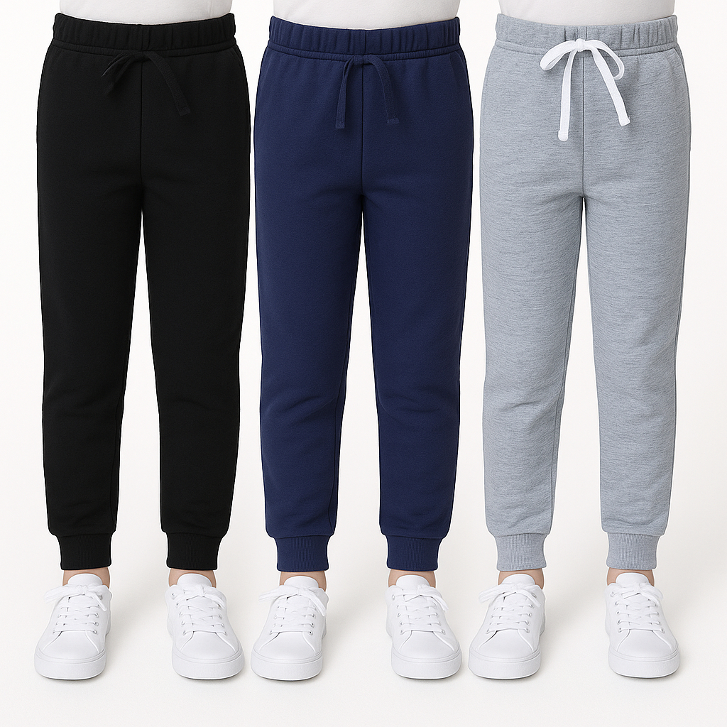 kit 3 calças moletom jogger ou com punho menino e menina peluciada moletom grosso