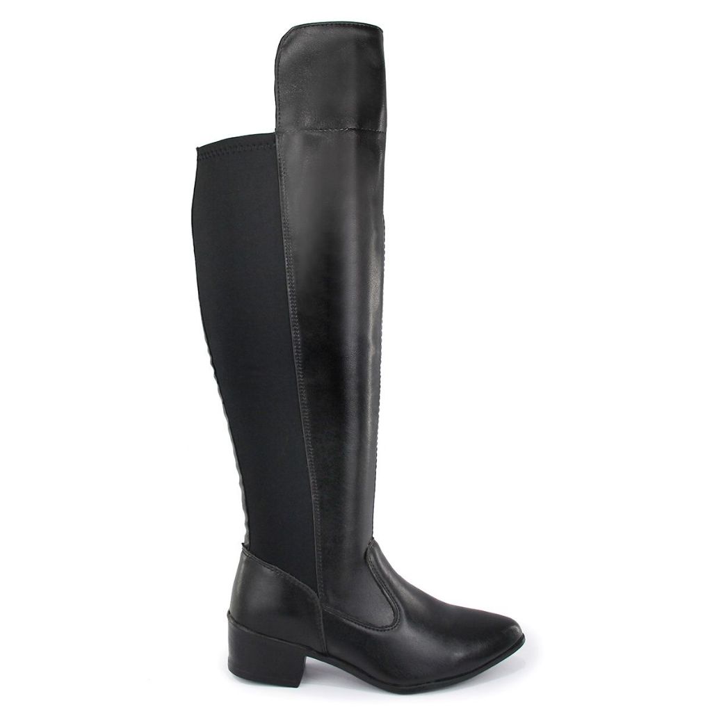 Bota Cano Longo Plus Size Panturrilha Grossa Over The Knee Montaria Bico Fino Couro Ecológico