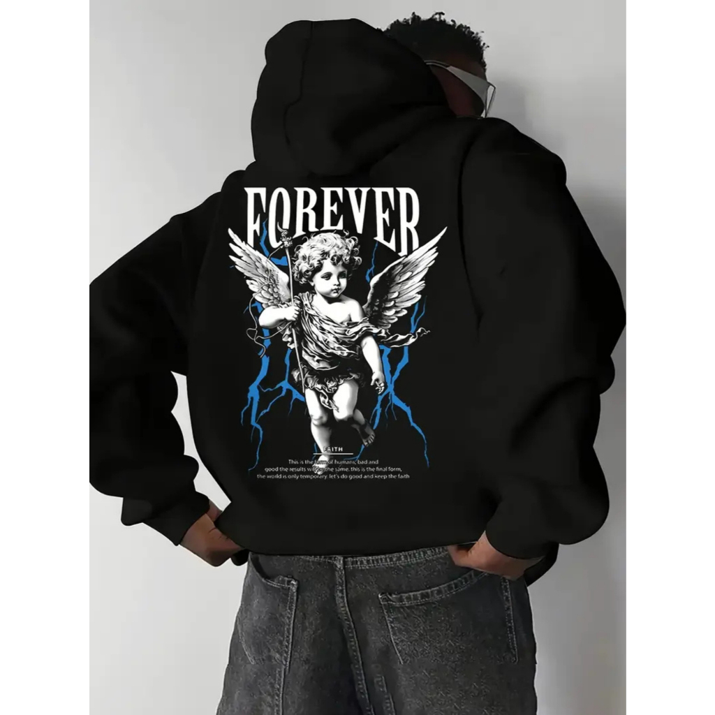 Blusa de Frio Moletom Masculino Forever Anjo Algodão Unissex Lançamento Promoção