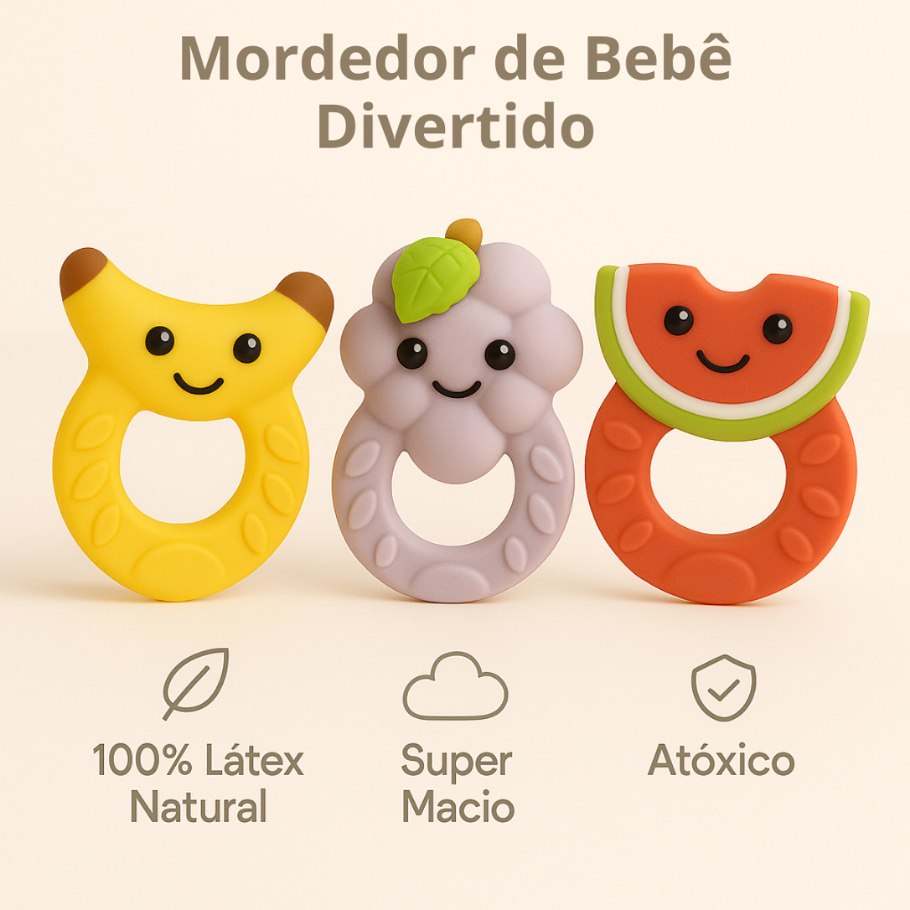 Mordedor Bebê 100% Natural Super Macio Alívio Gengiva Livre de BPA Colorido e Divertido Brinquedo Banho