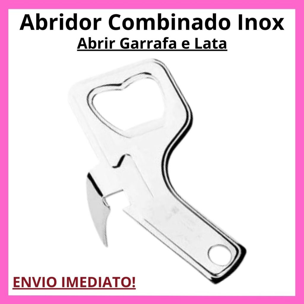 Abridor Combinado Abridores De Lata E Garrafas 9cm Aço Inox Viel Utensilio De Cozinha