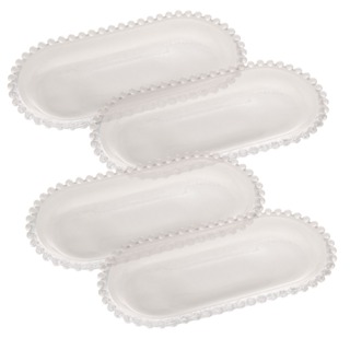 Travessa Vidro Oval Pearl de Cristal 30x15x2 - Wolff em Oferta na Shopee
