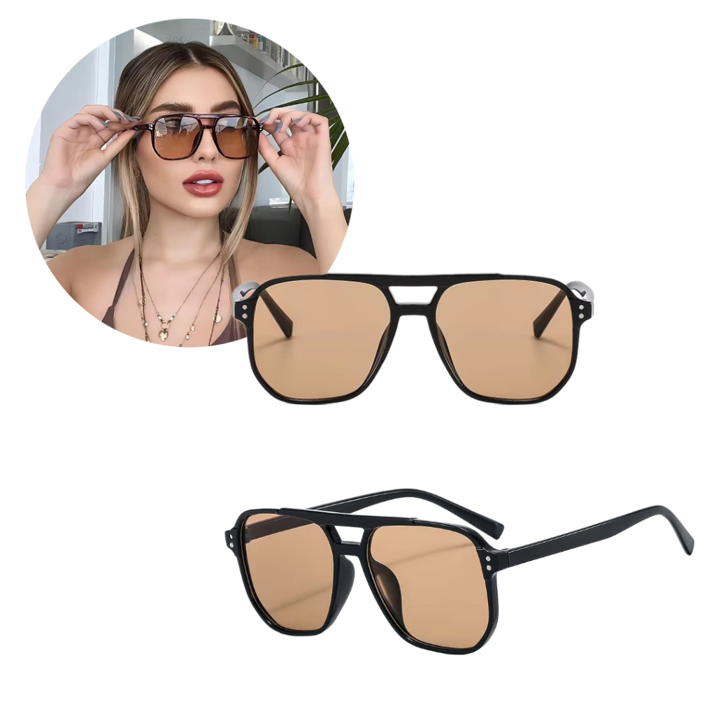 Óculos De Sol Feminino Estilo Blogueira Quadrado Uv em Oferta na Shopee