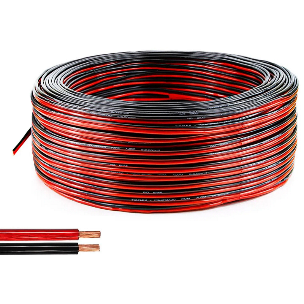 60 Metros Fio Som Automotivo Alto Falante Bicolor 0,75mm