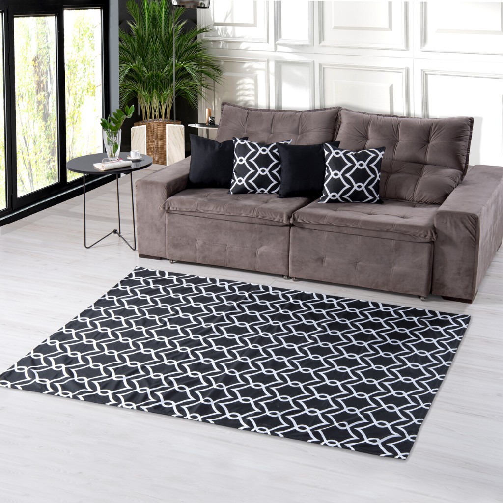 Kit Tapete 1m + 4 Capas de Almofada Kit Sala Completo Tapete 1,00 x 1,40 Geométrico