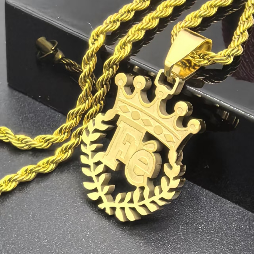 Colar Baiano Masculino + Pingente Coroa Faith Ramos em Material de Moeda Antiga - Ótimo Presente em Oferta na Shopee