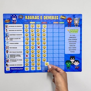 Quadro de Incentivo Infantil ou Tarefas Infantil - Imã de Fixação na Geladeira em Oferta na Shopee
